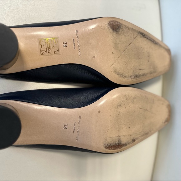Club Monaco Aveena Block Heel Leather Mules Navy size 38 or 8 - Picture 8 of 13